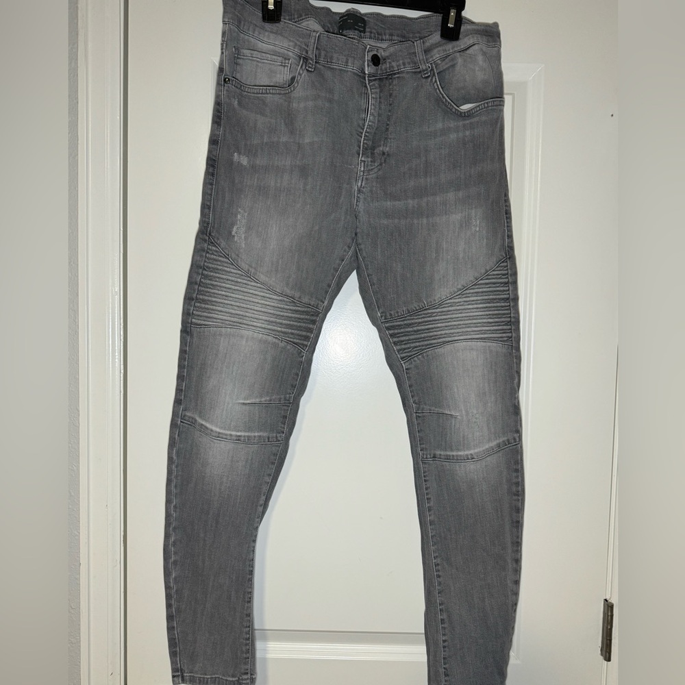 Zara Men's Skinny Biker Jeans Gray 36x28